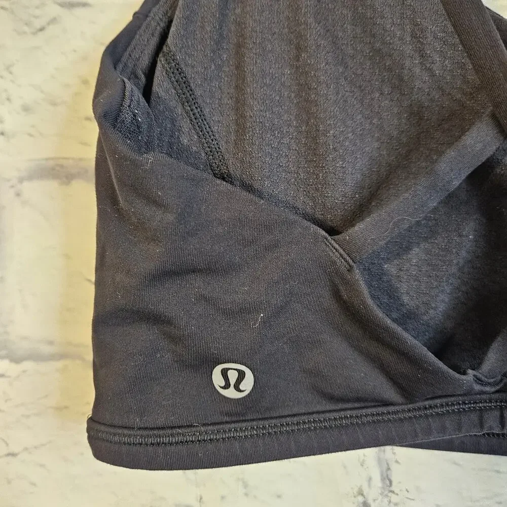 Lululemon Free To Be Serene Bra Black Strappy Criss Cross Back Yoga Size 12 C/D